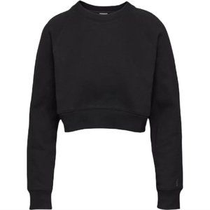 Aritzia Tna Tna COZY FLEECE PERFECT SHRUNKEN SWEATSHIRT Black